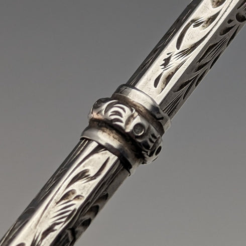 Antique Mechanical Pencil Telescopic 60-93mm Magic Pencil Silver Plated Glass Decor